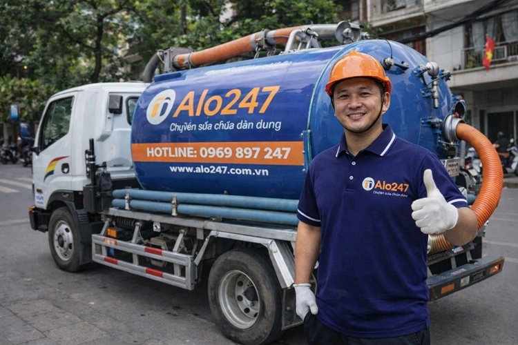 thợ alo247 và xe bồn chuyên dụng