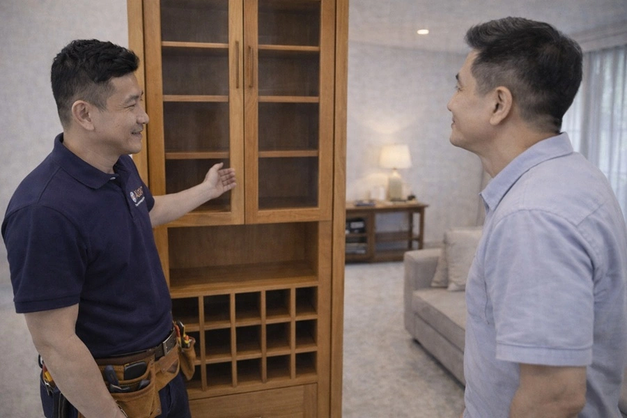 đóng tủ rượu theo yêu cầu khách hàng