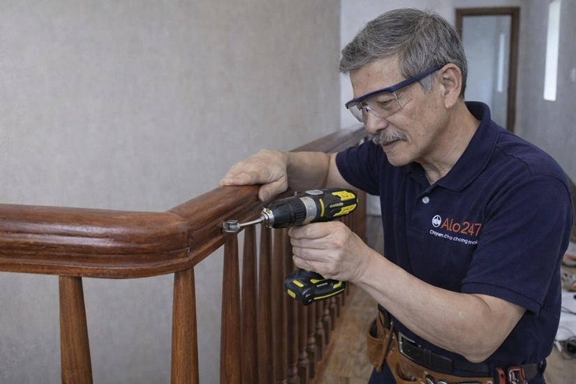 thợ alo247 lắp tay vịn cầu thang