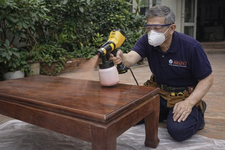 thợ alo247 phun sơn lại bàn cũ