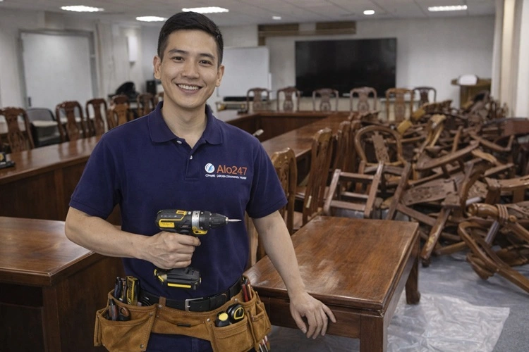thợ alo247 sửa lại bàn ghế gỗ văn phòng