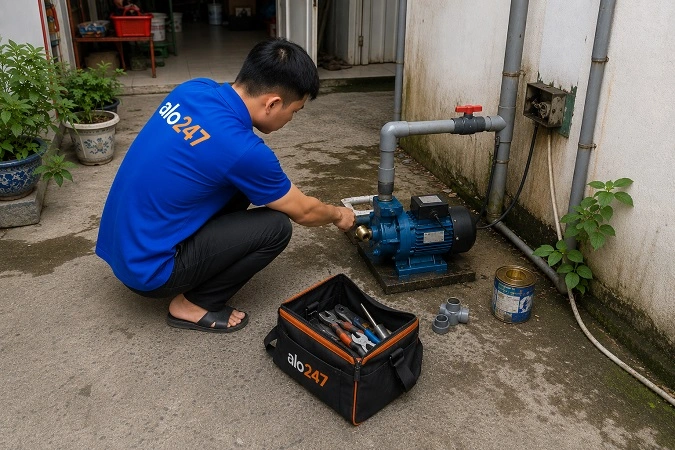 Alo247 dịch vụ sửa chữa máy bơm tận nơi tại Hà Đông