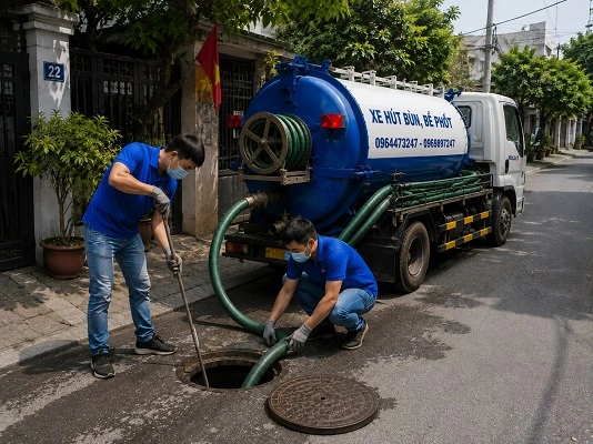 Thợ alo247 thi công hút bể phốt tại Mỹ Đức