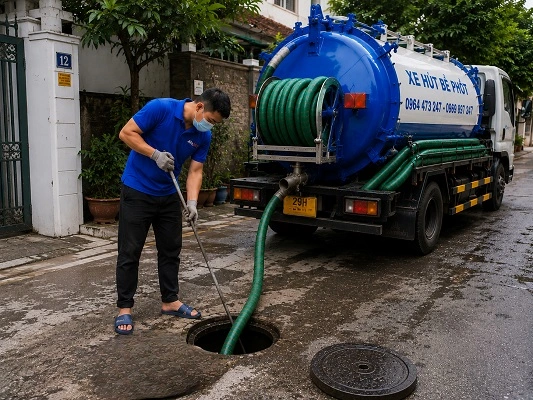 Thợ alo247 thi công hút bể phốt tại Ứng Hoà