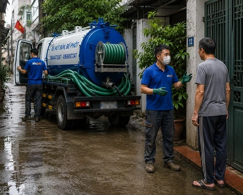 Tư vấn phương án thi công hút bể phốt phù hợp cho khách hàng tại Long Biên alo247