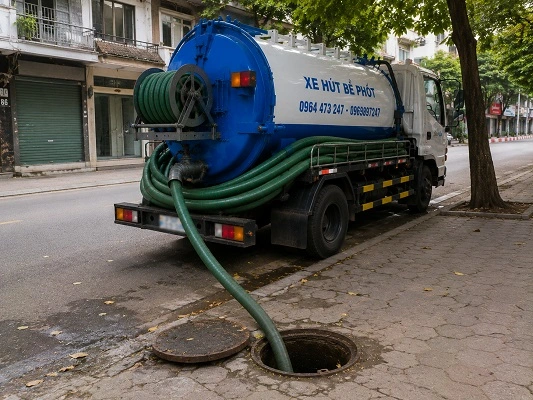 Xe bồn hút bể phốt chân không của alo247 tại Đông Anh