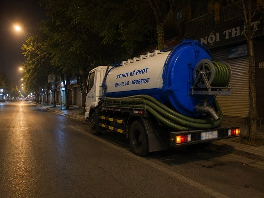 Xe bồn hút bể phốt chân không của alo247 tại Sóc Sơn
