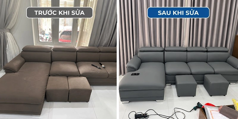 Ghế sofa được bọc lại như mới