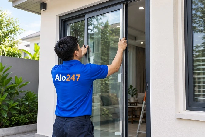 Thợ Alo247 sửa chữa cửa kính tại Hà Nội