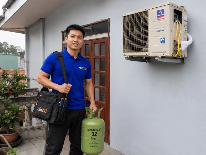 Thợ alo247 bơm gas điều hoà uy tín tại Hà Nội