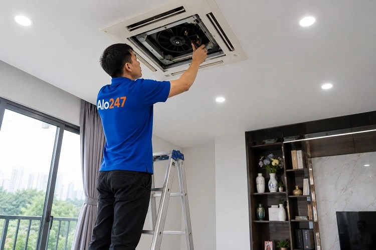 Thợ alo247 sửa điều hoà âm trần tại Hà Đông