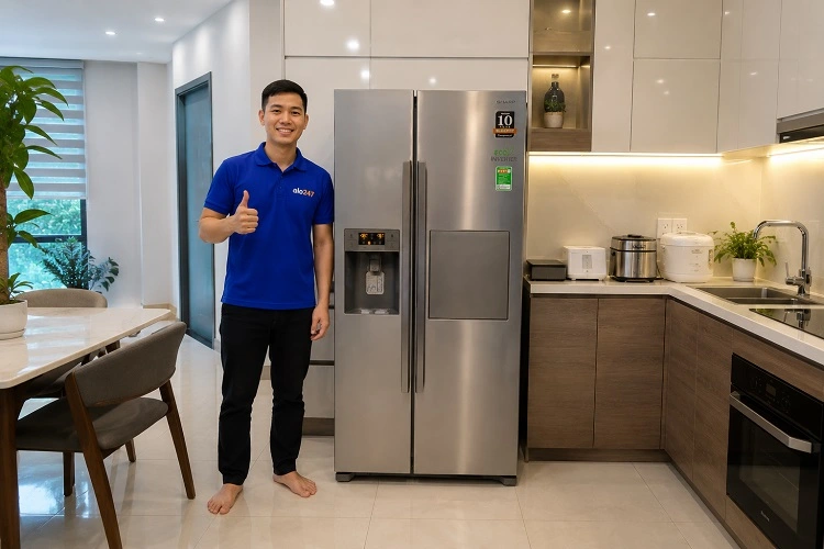 Thợ alo247 sửa tủ lạnh Sharp side by side