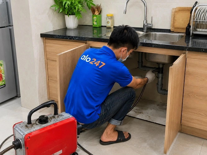 Thợ alo247 thông tắc bồn rửa bát chuyên nghiệp tại Cầu Giấy