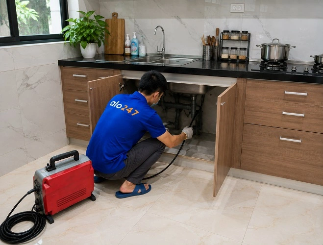 Thợ alo247 thông tắc bồn rửa bát chuyên nghiệp tại Hà Đông