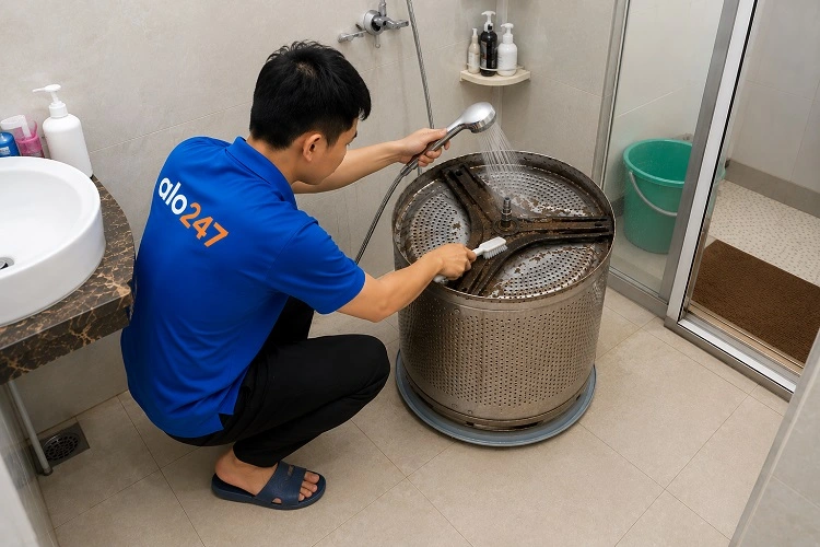 Thợ alo247 vệ sinh máy giặt tại Hà Nội