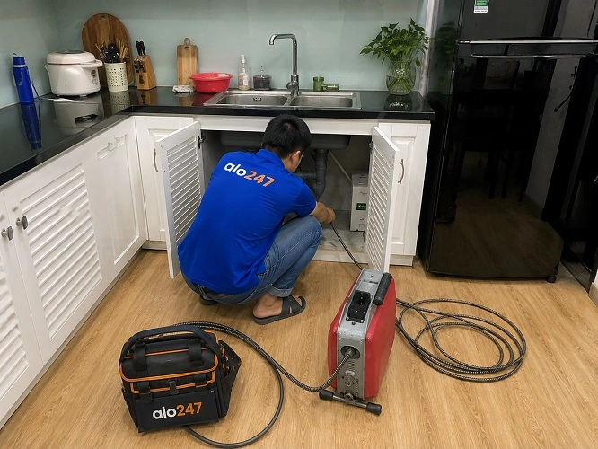 Thông tắc cống chậu rửa bát tại Ba Đình