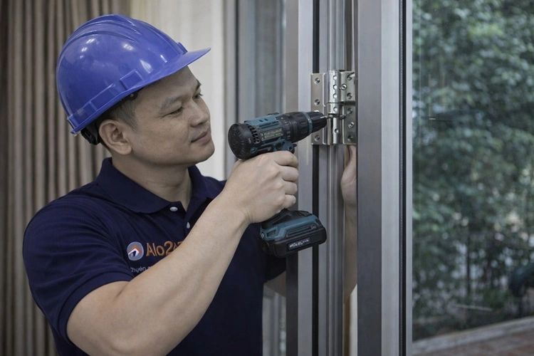 thợ alo247 sửa bản lề cửa nhôm kính