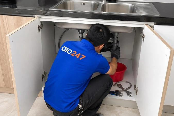thợ alo247 xử lý thông tắc cống bồn rửa bát tại Đông Anh