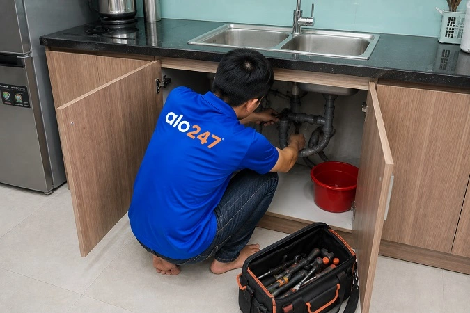 thợ alo247 xử lý thông tắc cống bồn rửa bát tại Thanh Trì