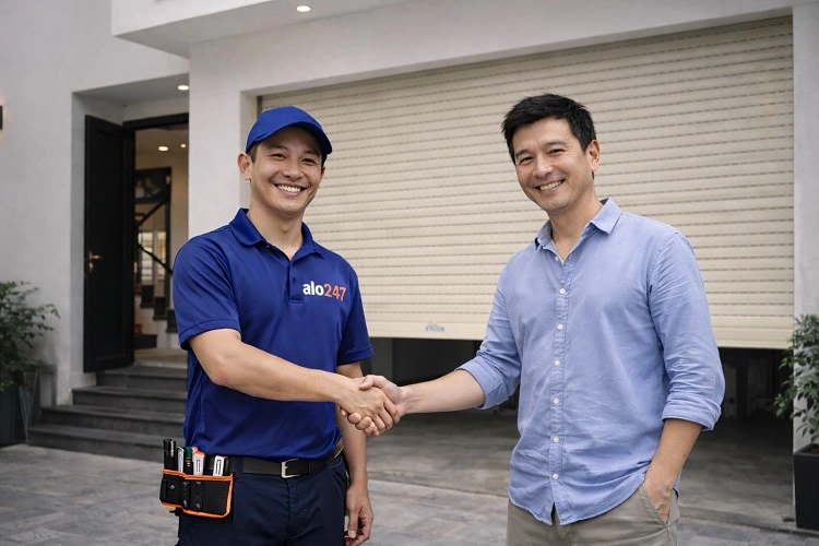 Bàn giao sau thi công sửa chữa cửa cuốn tại phường Thanh Xuân