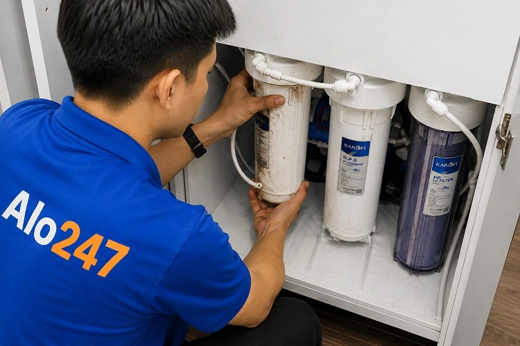 Thợ alo247 thay lõi lọc của máy lọc nước tại Tây Hồ