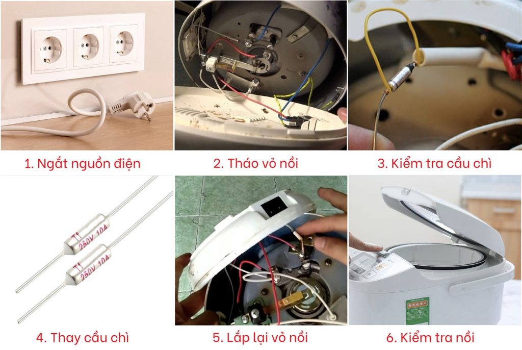 Cách thay cầu chì nồi cơm điện chi tiết