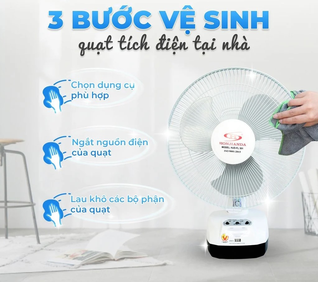 Quy trình vệ sinh quạt tích điện