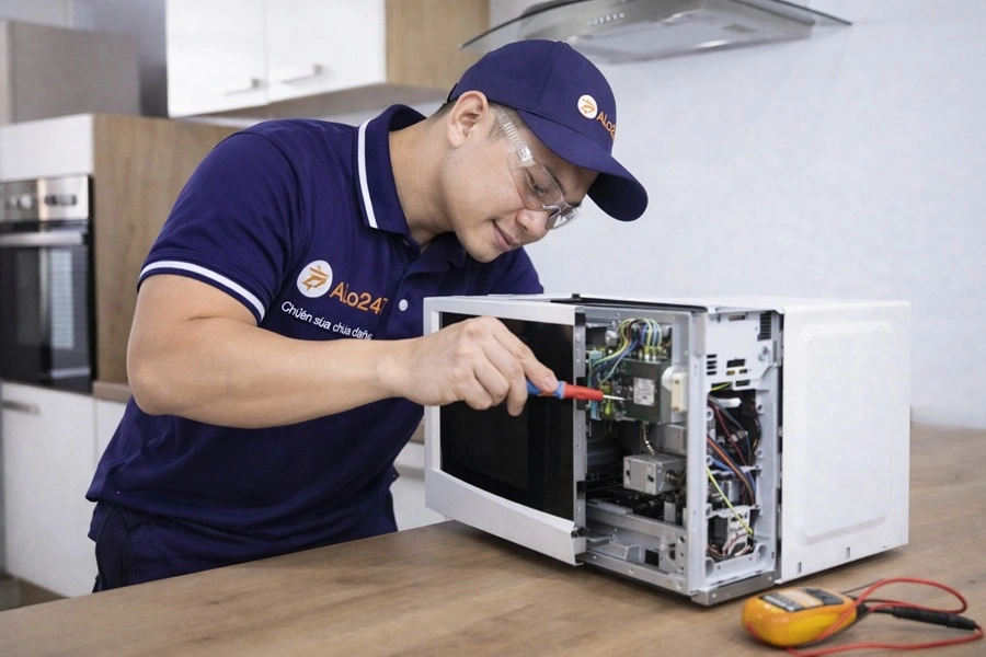 Kỹ thuật viên sửa lò vi sóng