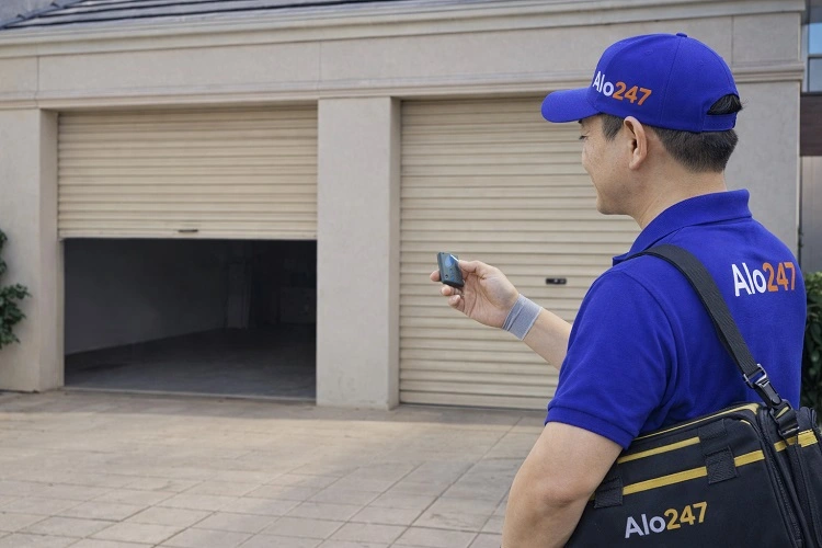 Thợ kiểm tra cửa garage