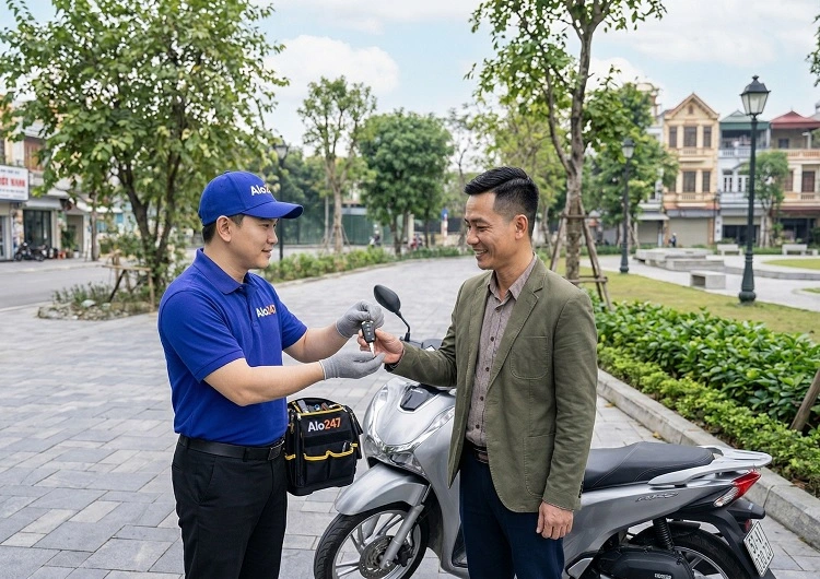 Thợ alo247 bàn giao chìa khoá cho khách hàng