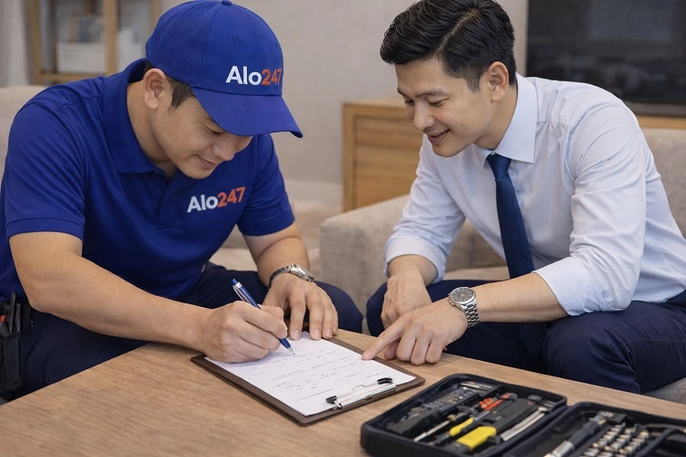 Thợ alo247 ký bảo hành sửa chữa