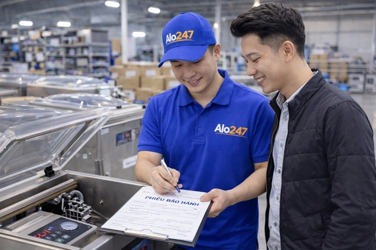 Kỹ thuật viên alo247 ghi phiếu bảo hành