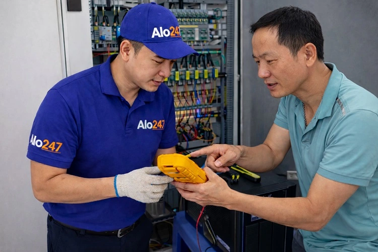 Kỹ thuật viên alo247 trao đổi về hệ thống UPS