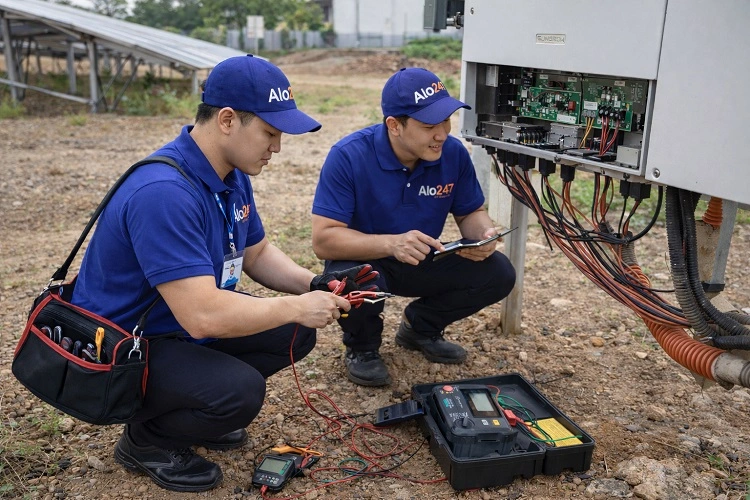 Kỹ thuật viên Alo247 sửa thiết bị năng lượng mặt trời