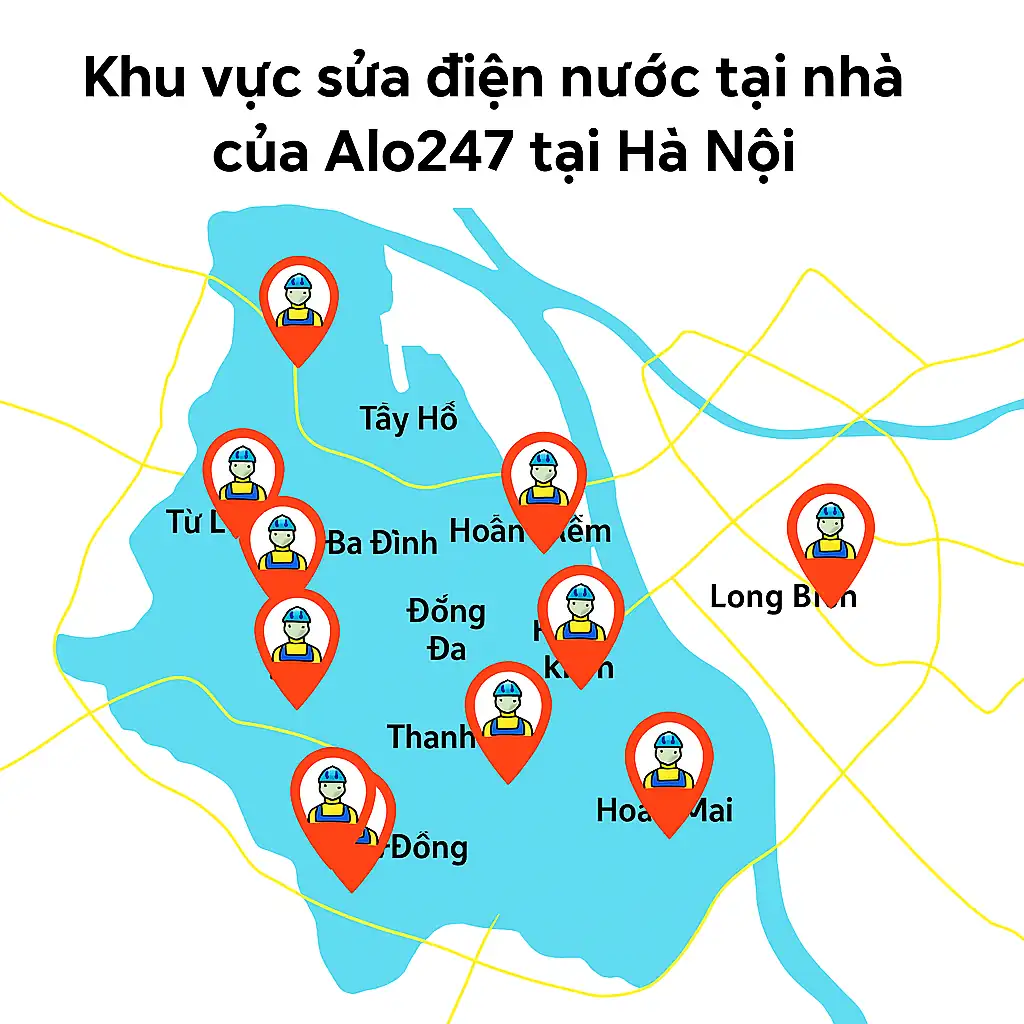 khu vực sửa điện nước của Alo247 tại Hà Nội