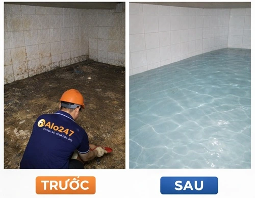 Trước và sau khi vệ sinh bể nước