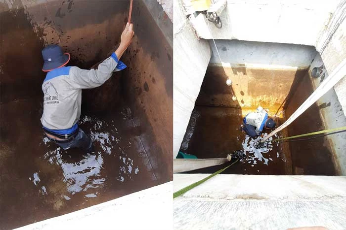 trước và sau khi thau rửa bể nước ngầm