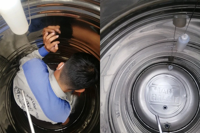 trước và sau khi vệ sinh bồn nước inox