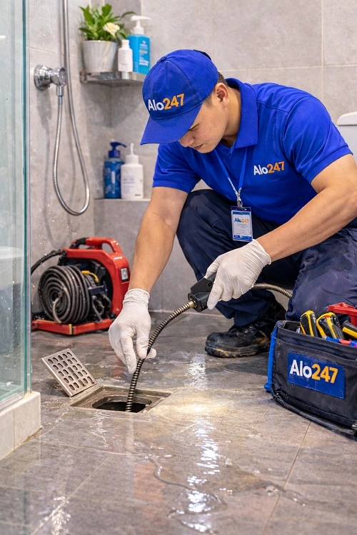 Thợ alo247 đang thông tắc