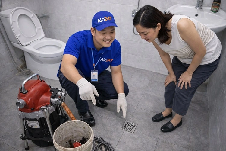 Thợ alo247 hướng dẫn khách hàng cách hạn chế tắc sàn