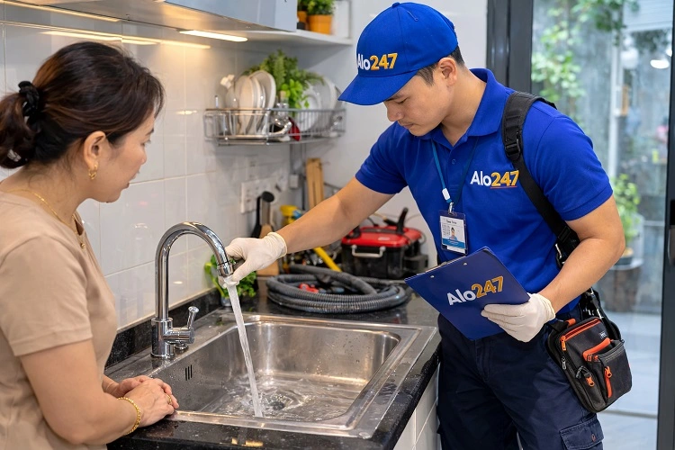 Thợ alo247 Thợ kiểm tra nước thoát và bàn giao