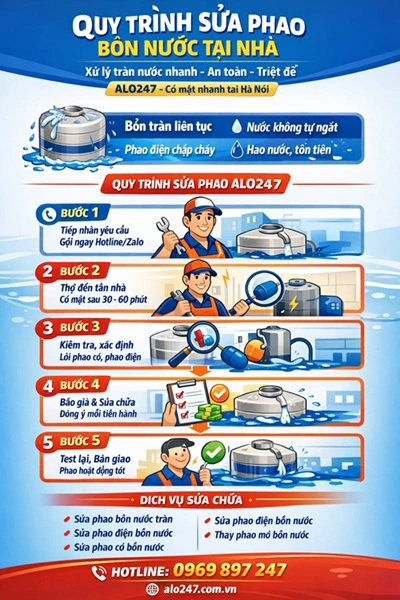 quy trình dịch vụ sửa phao bồn nước tại nhà