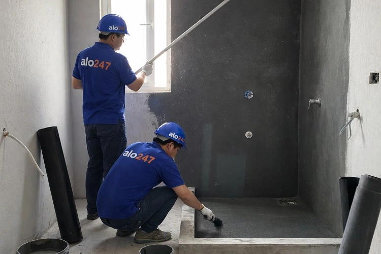 Thi công chống thấm nhà vệ sinh bằng màng bitum tại Phú Diễn