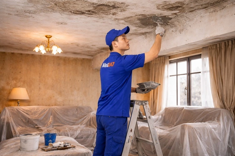 Xử lý ẩm mốc phòng khách