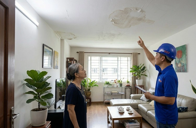 Khảo sát tình hình trần nhà bị thấm dột