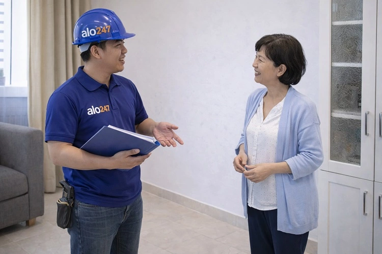 Thợ bàn giao và ký bảo hành