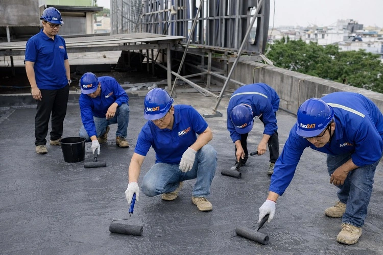 Thi công chống thấm trên mái nhà