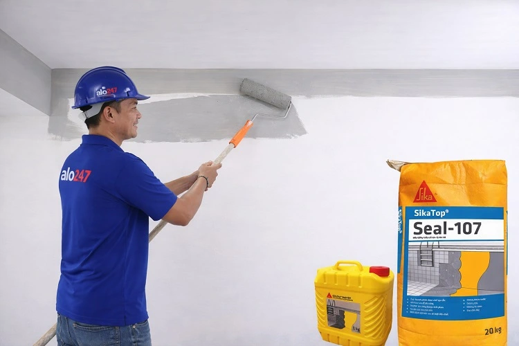 Thi công sơn chống thống tường phòng khách tại Yên Hoà