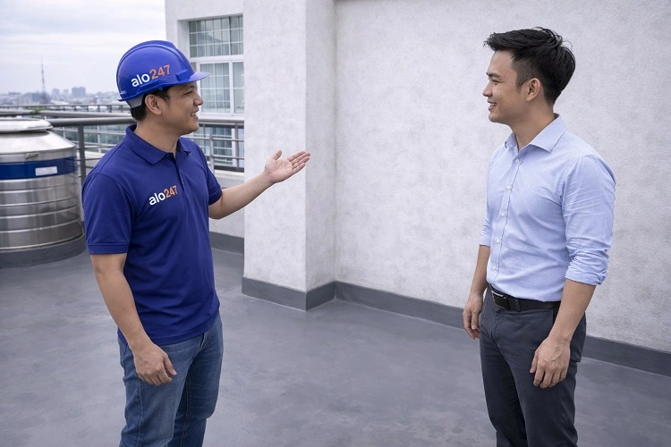 Bàn giao sân thượng sạch đẹp cho khách hàng