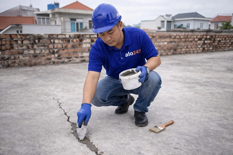 Xử lý mái bê tông bị nứt